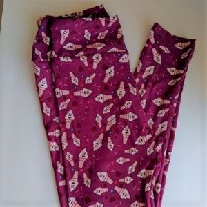LulaRoe Leggings One Size Pink Ice Cream Cones